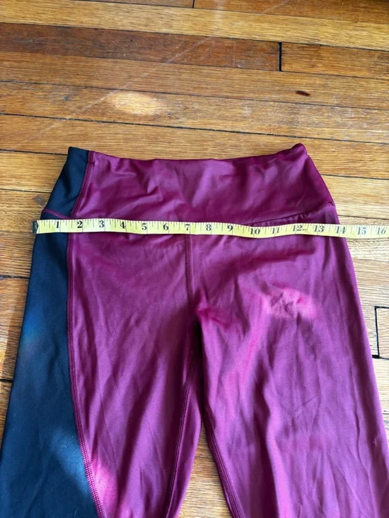 Victoria's Secret Maroon and Black Athletic Leggings with Pink Hem Accent SP - Picture 8 of 10